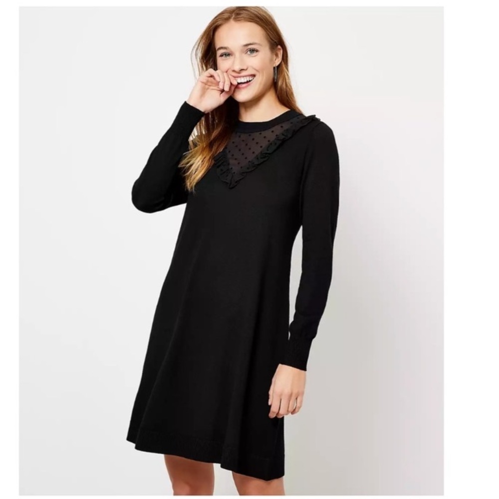 Loft Women’s Dotted Mixed Media Sweater Dress